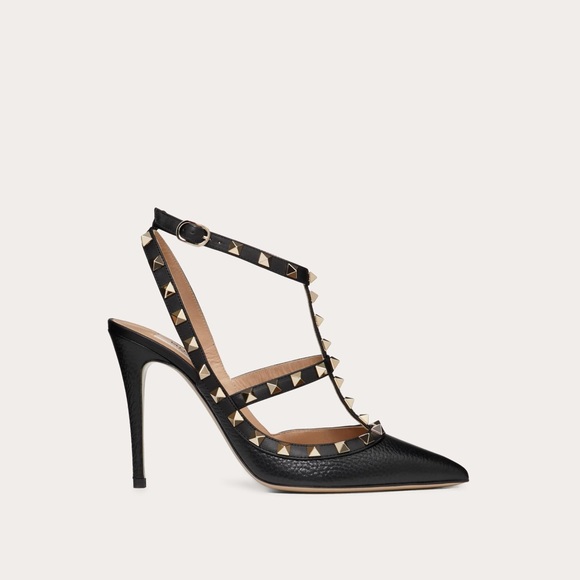 ROCKSTUD GRAINY LEATHER ANKLE STRAP PUMP - Picture 2 of 16